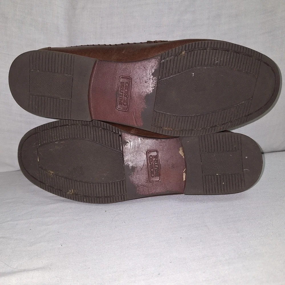GIORGIO BRUTINI MENS SHOE 9 M WOVEN BARTELL‎ KILTED TASSEL LOAFER NWOB BROWN